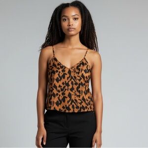 Brown Black Leopard Print camisole Tank Top Size L